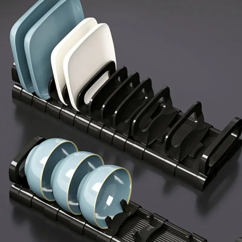 Bowls Dish Storage Rack Adjustable Buckle Kitchen Cabinet Drawer Storage Holder Dish Drain Rack Kitchen Drainage Storage Tool