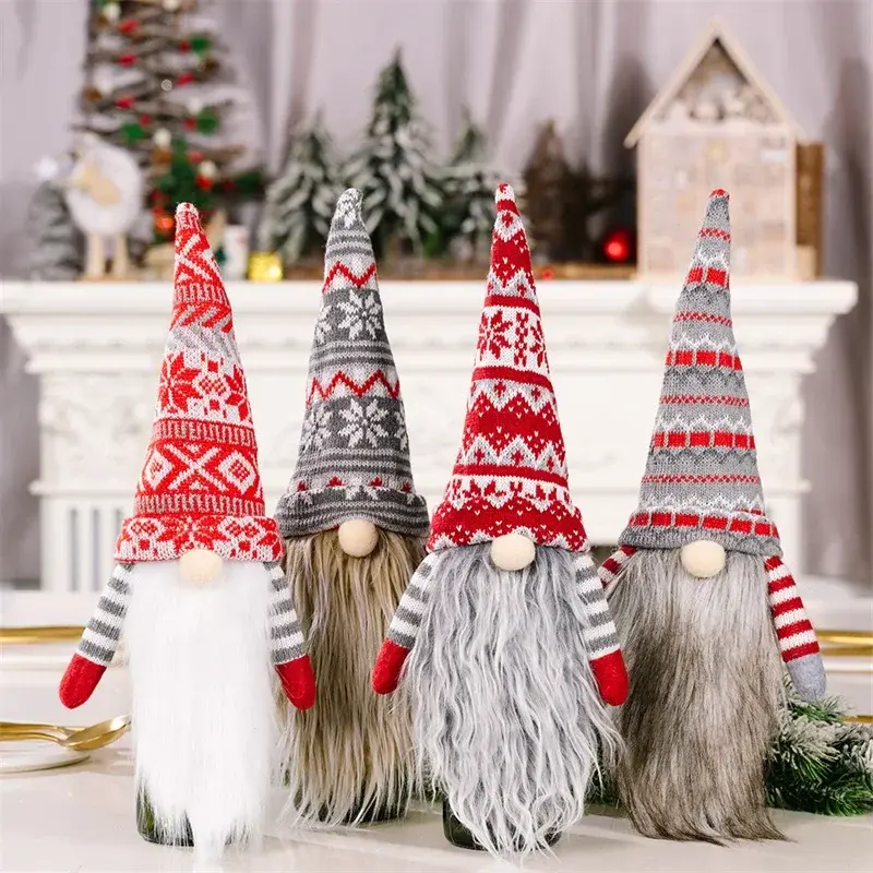 Merry Christmas Gnome doll Wine Bottle Cover Navidad Decor for Home Faceless doll Wine Bottle Bag Dining Table Decor Xmas Gift