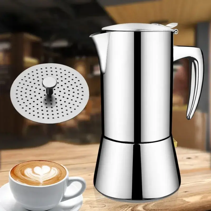 200ml/300ml Portable Coffee Pot 304 Stainless Steel Moka Pot Kitchen Coffee Bar Percolator Drink Kettle Camping Coffee Utensil