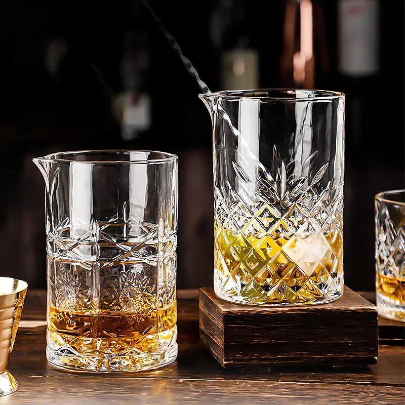 Whiskey Glass Cup 700ml Cocktail Shaker Professional Cocktail mixing cups Crystal Glass Stirring Cup Bartender Mixing Bar tool