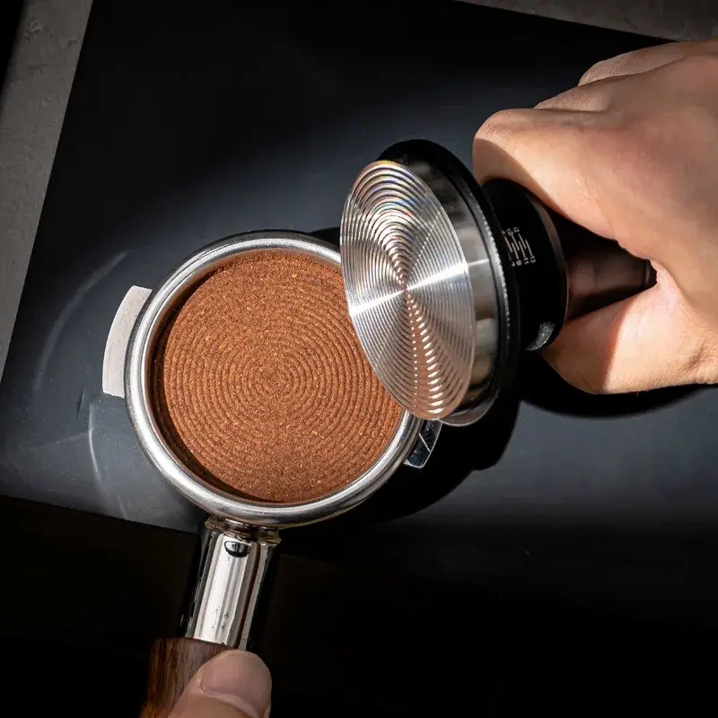 51/53/58mm Stainlness Steel Adjustable Coffee Tamper Espresso Impact Hammer with Calibrated Spring Loaded Elastic Powder Hammer