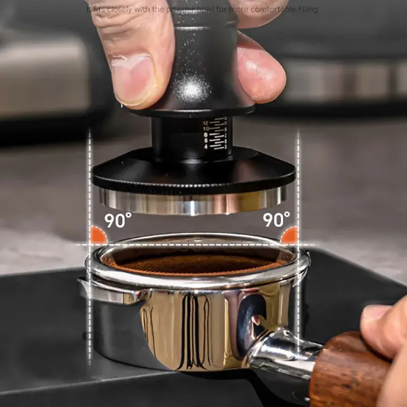 51/53/58mm Stainlness Steel Adjustable Coffee Tamper Espresso Impact Hammer with Calibrated Spring Loaded Elastic Powder Hammer