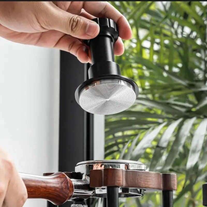 51/53/58mm Stainlness Steel Adjustable Coffee Tamper Espresso Impact Hammer with Calibrated Spring Loaded Elastic Powder Hammer