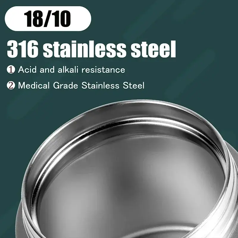 750ML 316 Stainless Steel Vacuum Lunch Box Double-wall Food Thermos Soup Cup Breakfast Cup with Spoon Camping Food Containers