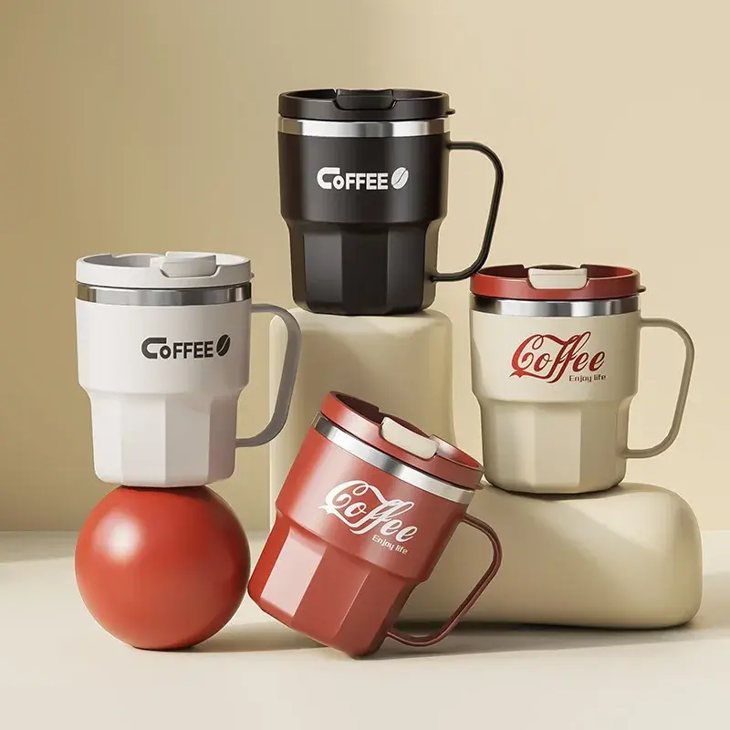 400ml Coffee Mug with Lid 304 Stainless Steel Cold and hot drinks Cup Dual-walled Insulated Vacuum Water Cup Portable Travel Cup
