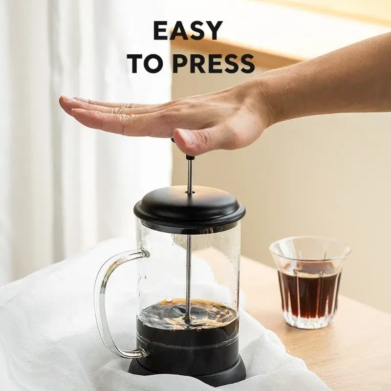 600ML Mini Glass French Press Pot Heat-resistant Hand-Poured French Coffee/tea Pot Stainless Steel Filter Net Coffee Drinkware