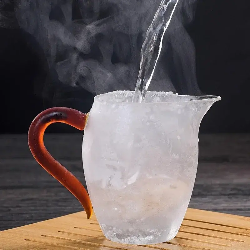 350ml High Borosilicate Glass Pointed Tea Cup Tea Dispenser Heat-resistant Glass Teapot Kung Fu Tea Set with Colorful Handle