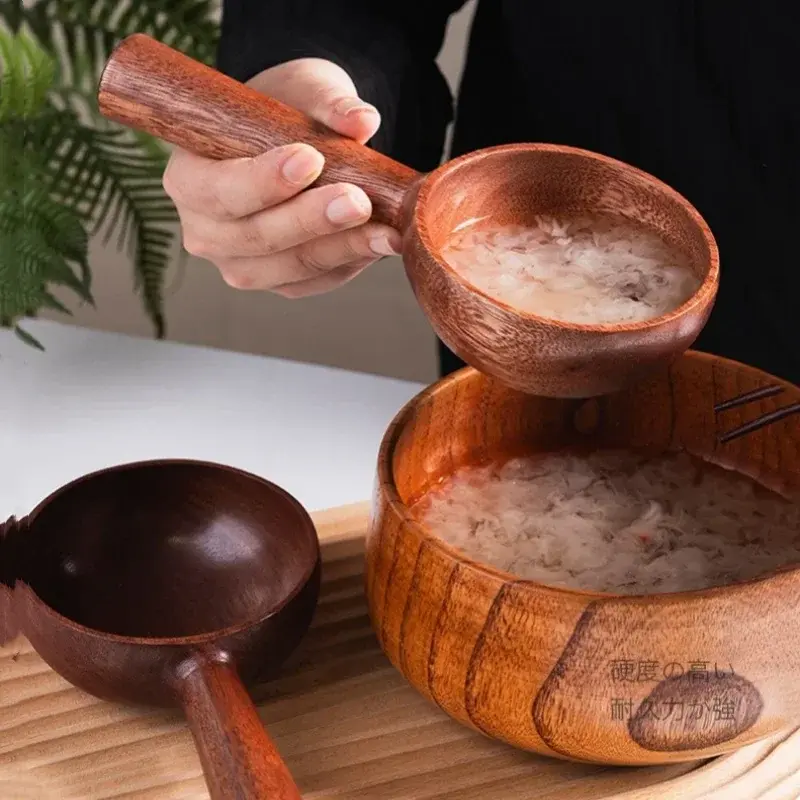 Long-handled Ladle Water Ladle Wooden Kitchen Rice Washing Tool Rice Spoon Water Spoon Powder Soup Spoon Household Kitchen Tools