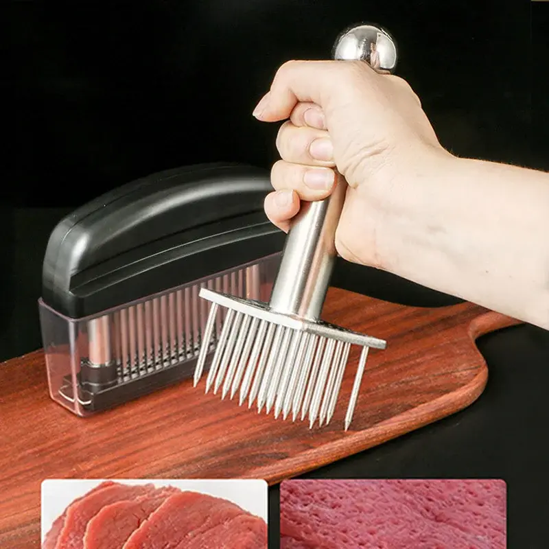Kitchen Loose Tender Meat Needle Stainless Steel Profession Cooking Meat Tenderizer Tool For Beef Tender Steak Pork Chop Hammer