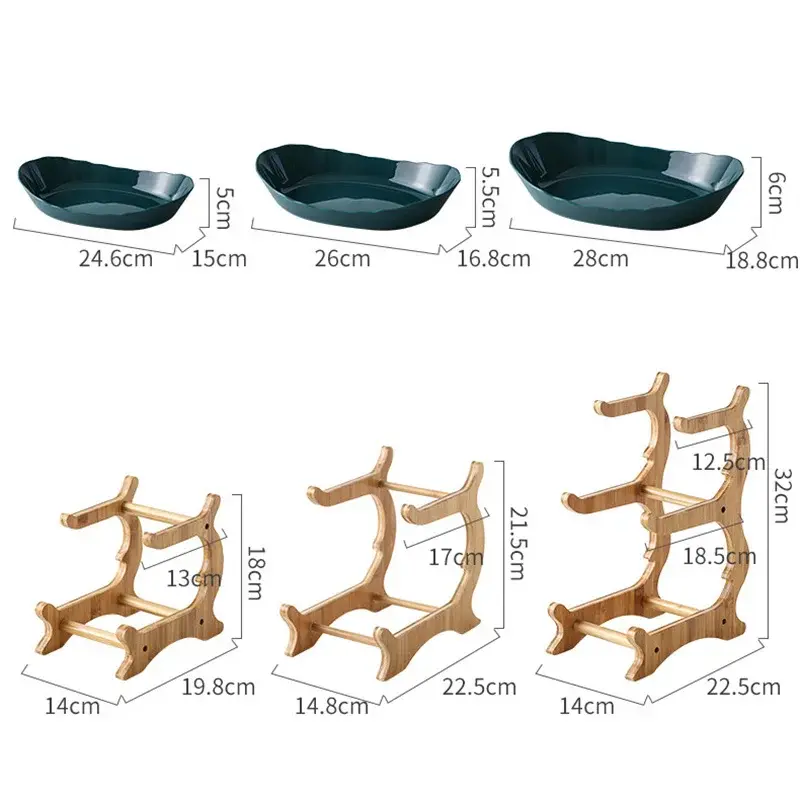 Three Layer Table Plates Dinnerware Wooden Kitchen Fruit Bowl with Floors Partitioned Dish Snack Candy Cake Stand Salad Bowl