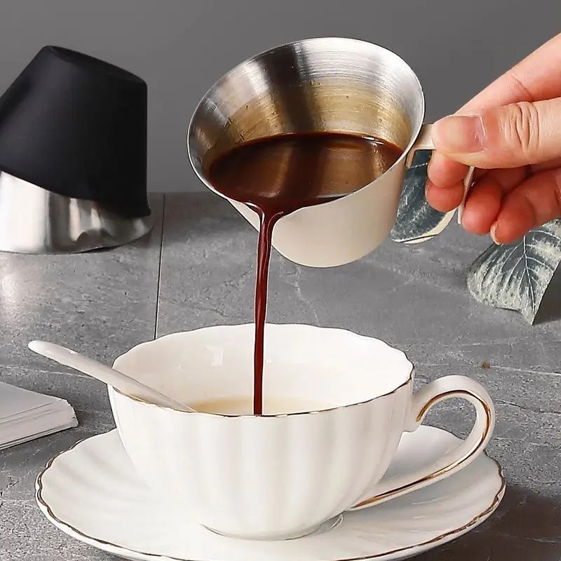 304 Stainless Steel Coffee Extraction Cup 100ML Espresso Extraction Cup with Guide Spout Practical Ounce Cup Cafe Accessories