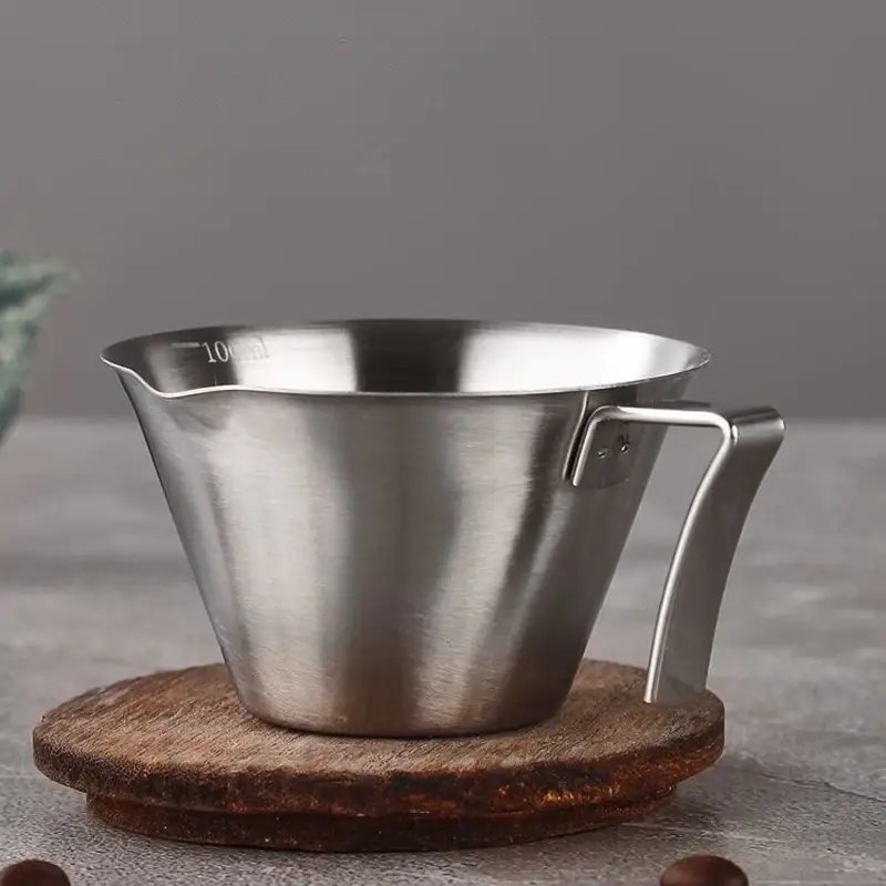 304 Stainless Steel Coffee Extraction Cup 100ML Espresso Extraction Cup with Guide Spout Practical Ounce Cup Cafe Accessories