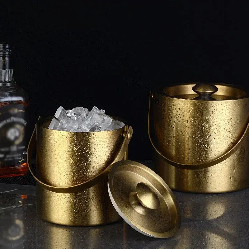Double Walled Cooler Bucket Stainless Steel Ice Bucket With Comfortable Carry Handle Beverage Tub Wine/Drinking/Beer Cooler