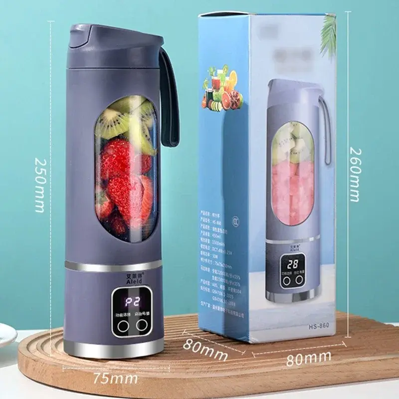450ml Portable Electric Juicer USB Charging Mini Juicer Fruit Mixer Electric Handheld Juicer for Home Shakes and Smoothies Mixer
