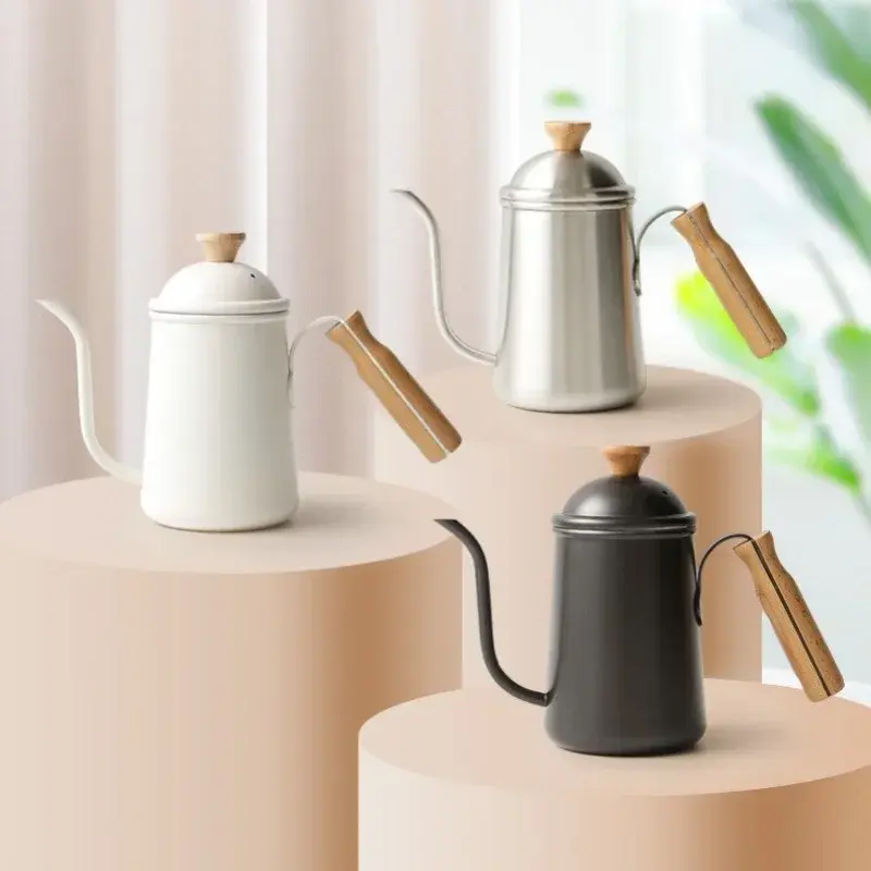 650ML Hand Brewed Coffee Pot Long Narrow Spout Handle Stainless Steel Kettle Camping Tableware Teapot Coffee Brewing Accessories
