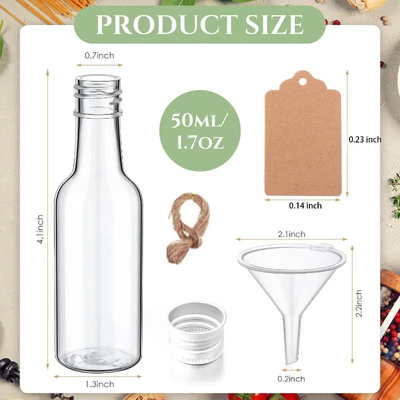 10/30/50/100Pcs Mini Liquor Bottles Set 1.7oz Plastic Spirit Bottles Silver/Gold Caps Bottles for Christmas Decorative Bottle