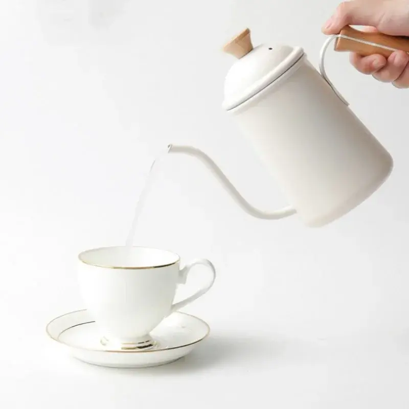 650ML Hand Brewed Coffee Pot Long Narrow Spout Handle Stainless Steel Kettle Camping Tableware Teapot Coffee Brewing Accessories