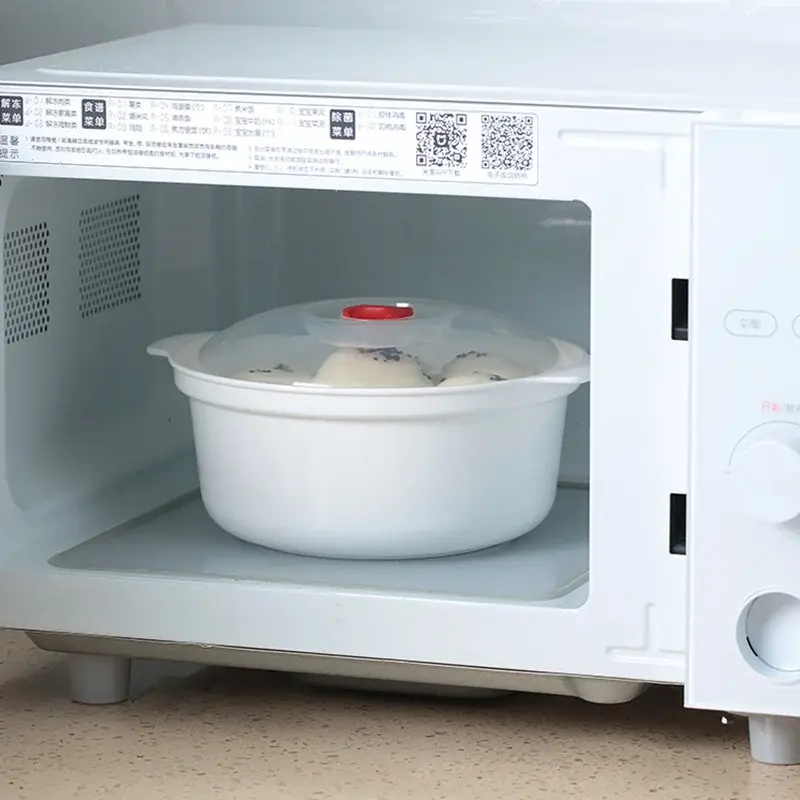 S/M/L Microwave Oven Special Box Steamed Dumpling Rice Container Heated Soup Pot Hot Steamed Buns With Lid Cooking Gadget
