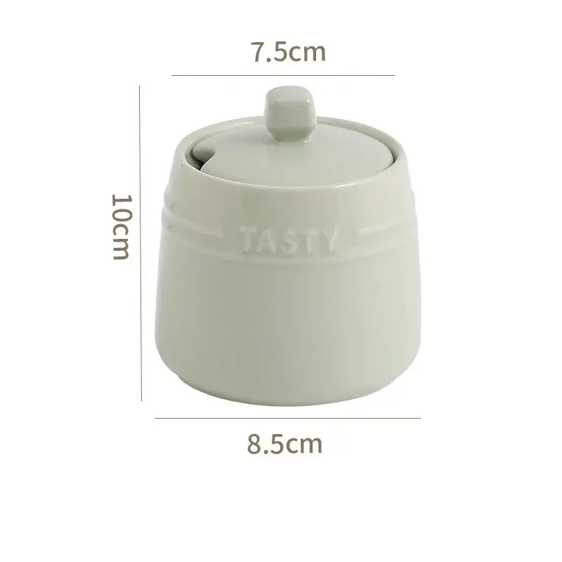 Gradient Ceramic Spice Jar Kitchen salt Seasoning Jar Pepper Seasoning Bottle with Lid Spoon Kitchen Countertop Spice Sugar Jars