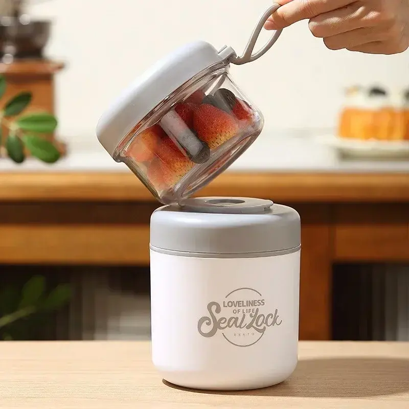 Stainless Steel Soup Cup Breakfast Oat Cups Students Office Workers Portable Milk Fruit Salad Cup Sealed Thermos Container