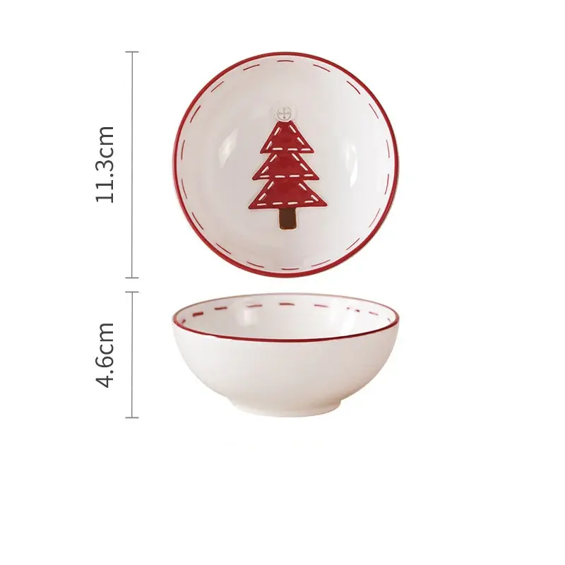 1Pcs Nordic Ceramic Santa Claus Bowl Creative Embossed Fruit Salad Bowl Western Salad Bowls Home Tableware Christmas Gift