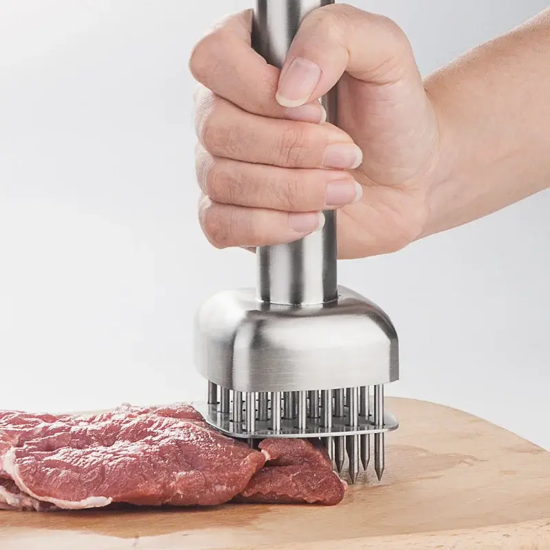 304 Stainless Steel Kitchen Tender Meat Needle Profession Cooking Meat Tenderizer Tool Loose Meat Needle  Pork Chop Steak Hammer