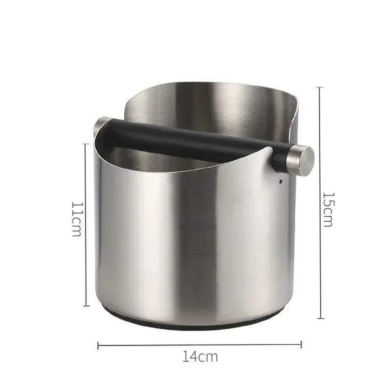 Stainless Steel Coffee Knocking Box Anti-slip Coffee Ground Knock Bucket with Knock Rod Coffee Powder Bucket Espresso Dump Bin