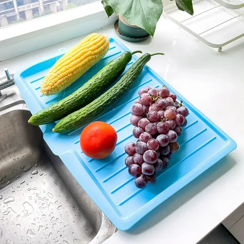 Tableware Drain Rack Multi-functional Plastic Drain Tray Fruit Vegetable Drain Tray Countertop Bowl and Chopsticks Storage Rack