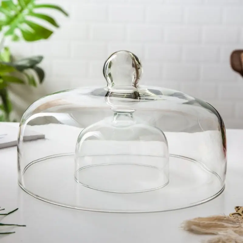 Dome Glass Cake Cover Transparent Cloche Lid Cake Cheese Food Dustproof Glass Tall Cover Party Table Decoration Kitchen Supply