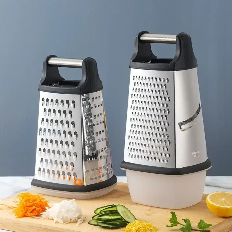 Stainless Steel Four-side Grater with Container Box Vegetable Slicer Potato Cheese Grater Kitchen Multipurpose Vegetable cutter