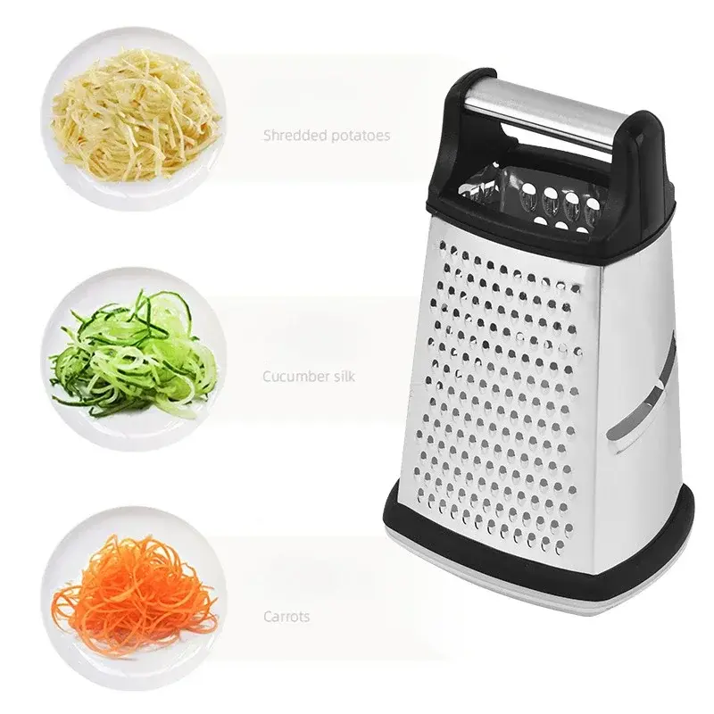 Stainless Steel Four-side Grater with Container Box Vegetable Slicer Potato Cheese Grater Kitchen Multipurpose Vegetable cutter
