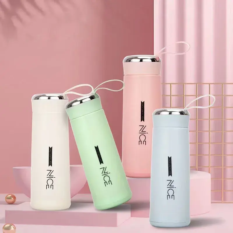 400ML Portable Double Walled Glass Water Bottle Travel Office Home Student Creative Water Cup Coffee Juice Milk Cup Water Bottle