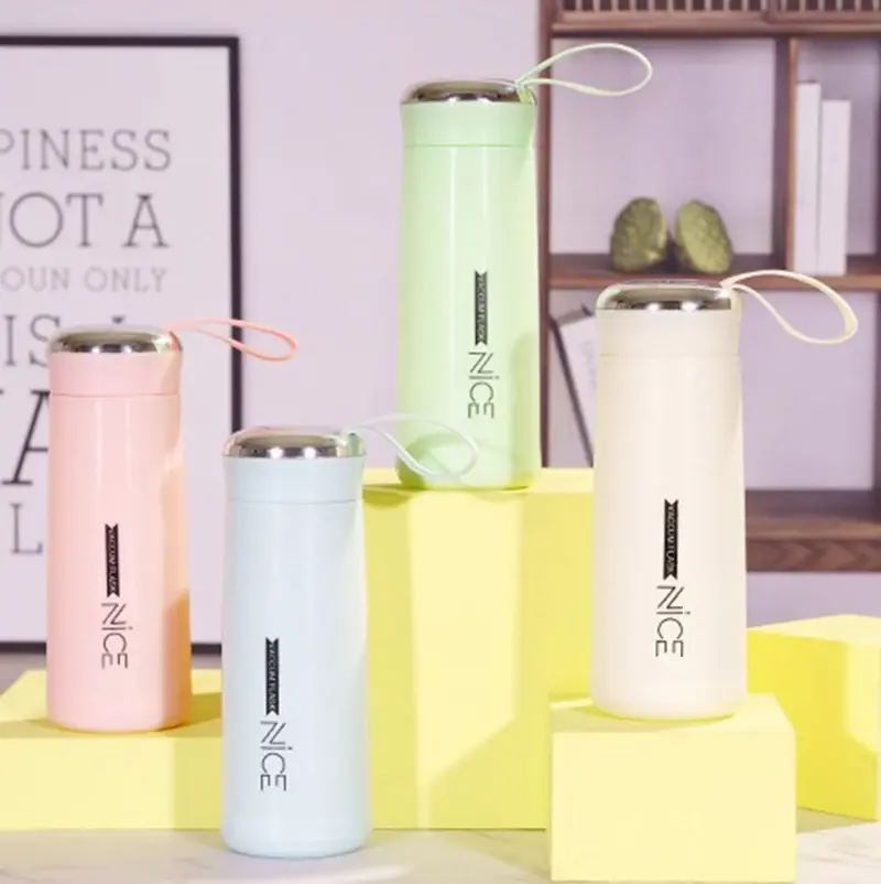 400ML Portable Double Walled Glass Water Bottle Travel Office Home Student Creative Water Cup Coffee Juice Milk Cup Water Bottle