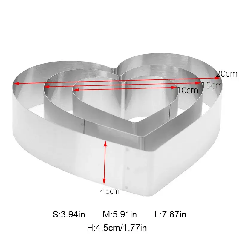 3Pcs/set Stainless Steel Love/Round/Flower Mousse Ring Mold Cheese Dessert Biscuit Cake Mold Flower Cake Cutter Baking Tools