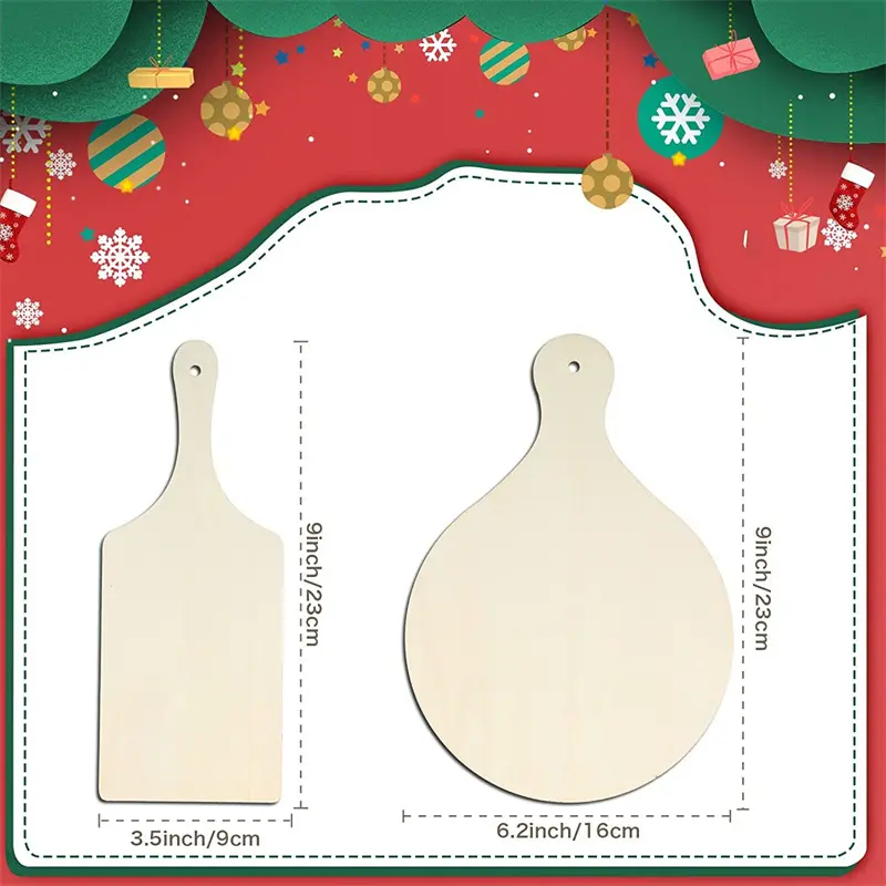 3/6/10Pcs Wooden Mini Cutting Board Unfinished Wood Craft Board Christmas Children DIY Graffiti painting Blank Chopping Board