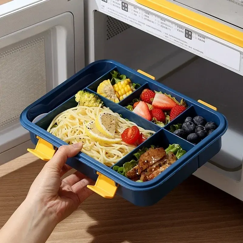 Compartment Lunch Box 1500ML Portable Bento Box Kids Students Office Bento Box with Spoon Fork Microwave Food Storage Container