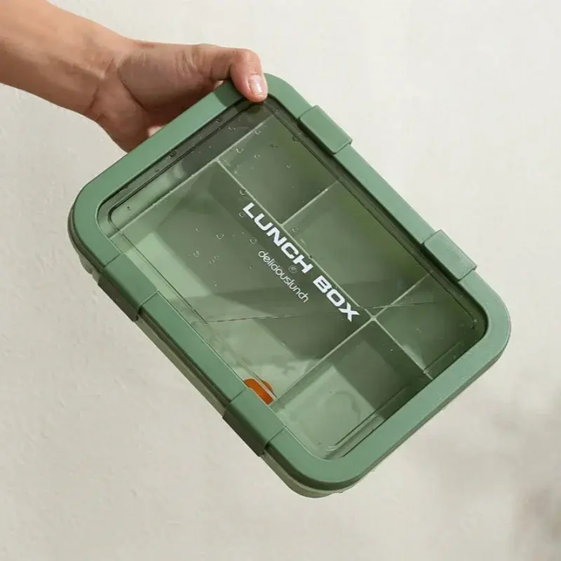 Compartment Lunch Box 1500ML Portable Bento Box Kids Students Office Bento Box with Spoon Fork Microwave Food Storage Container