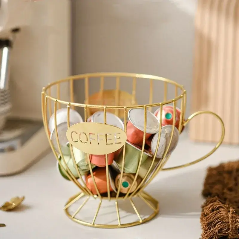 Coffee Capsule Holder Storage Box Iron Hollow Coffee Capsule Storage Cup Fruit Container Irregular Shape Coffee Storage Rack