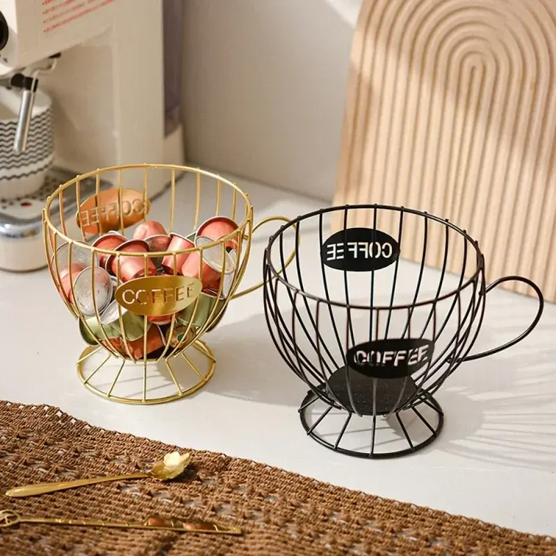 Coffee Capsule Holder Storage Box Iron Hollow Coffee Capsule Storage Cup Fruit Container Irregular Shape Coffee Storage Rack