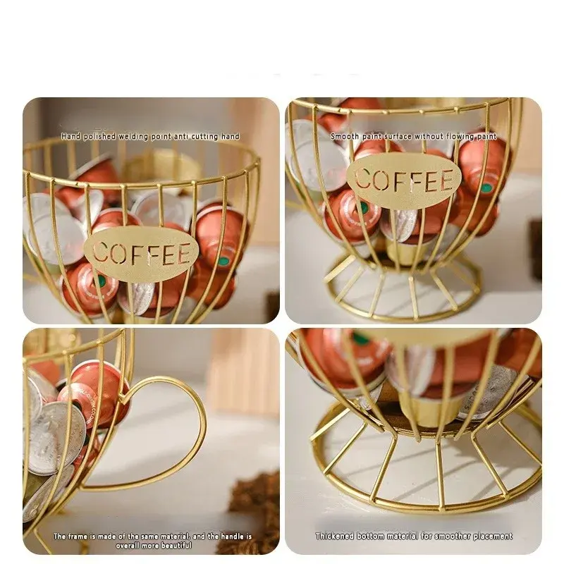 Coffee Capsule Holder Storage Box Iron Hollow Coffee Capsule Storage Cup Fruit Container Irregular Shape Coffee Storage Rack