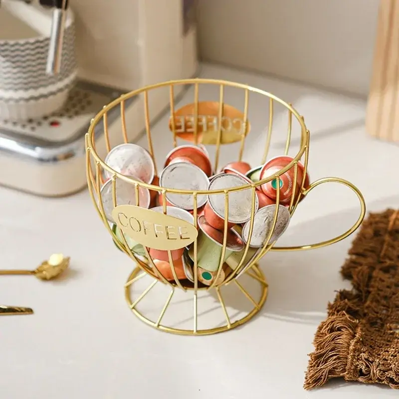 Coffee Capsule Holder Storage Box Iron Hollow Coffee Capsule Storage Cup Fruit Container Irregular Shape Coffee Storage Rack