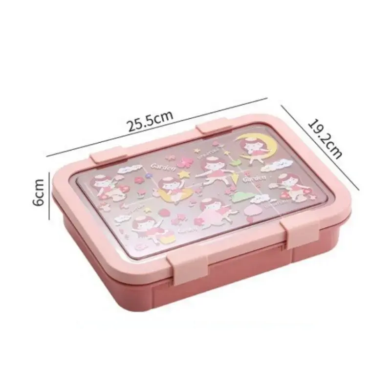 1500ML Cartoon Lunch Box Portable Rectangular Kids Students Office Benton Box Leakproof Food Container Microwave Oven Tableware
