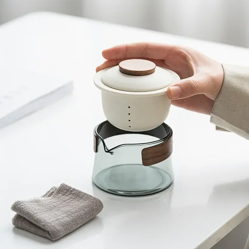 Travel tea Set Kit 1 Teapot 3 cups Portable Outdoor Camping Teapot and Tea Cup with bag Teaware Sets Household Making tea tool