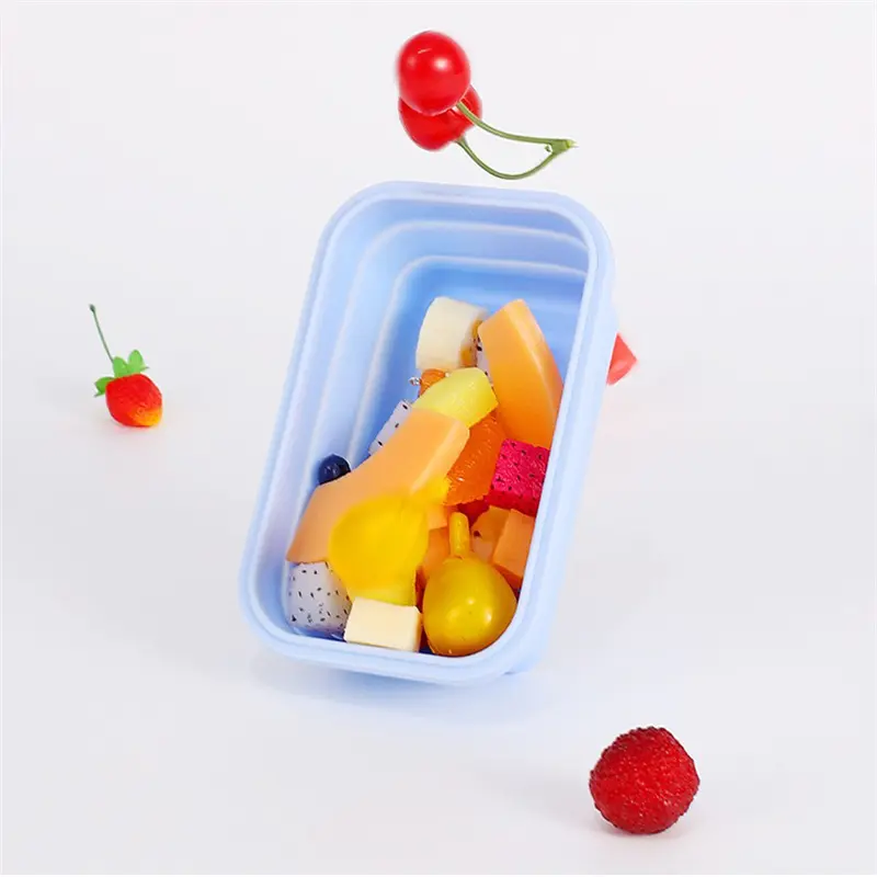 3Pcs/4Pcs Silicone Folding Bento Box Portable Outdoor Fresh-keeping box Food Storage Containers with Lids BPA free Lunch box