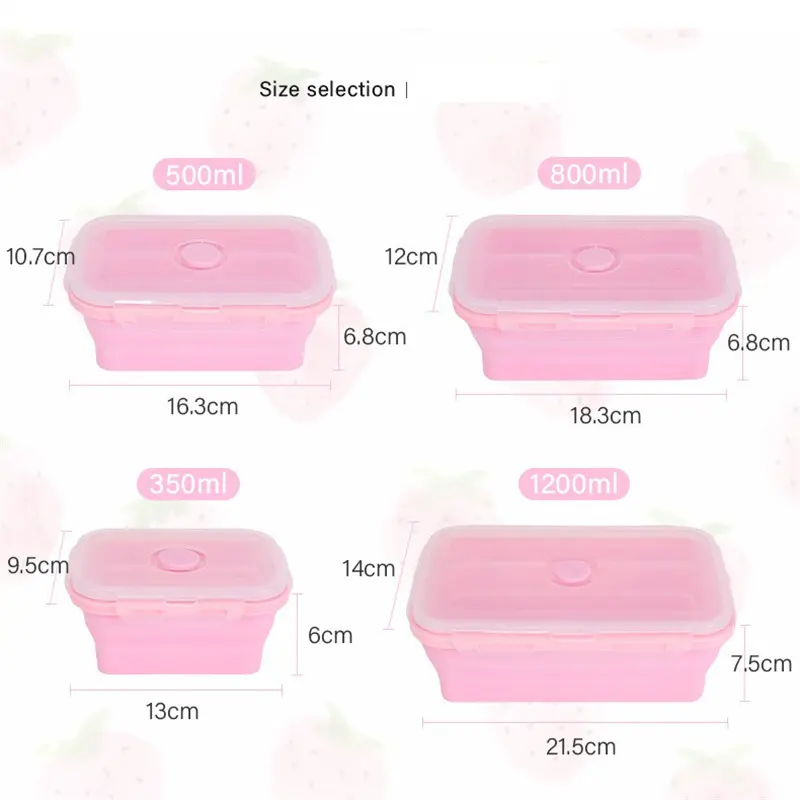 3Pcs/4Pcs Silicone Folding Bento Box Portable Outdoor Fresh-keeping box Food Storage Containers with Lids BPA free Lunch box
