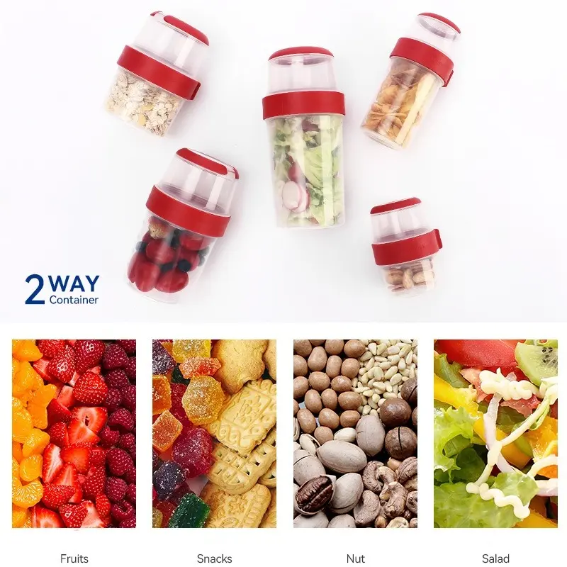 Double-layer Compartment Salad Cup Portable Crisper Cereal Yogurt Cup Fruit Food Storage Box Sealed Container Breakfast cups