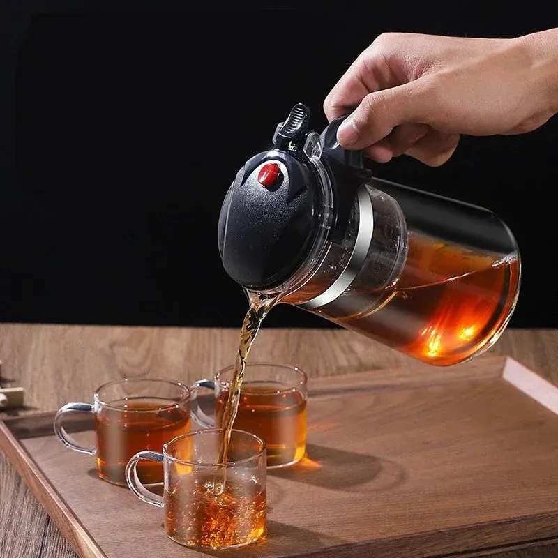 500ml-1800ml Glass Teapot Press to Filter Tea Water Separator Household Office Filter Tea Maker Kung Fu Teaware Holiday Gifts