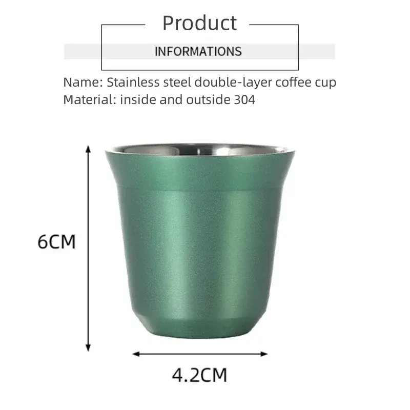 80ml Espresso Mugs Small Wine Glass 304 Stainless Steel Coffee Cups Double Wall Heat Insulated Capsule Cup Dishwasher Safe cup