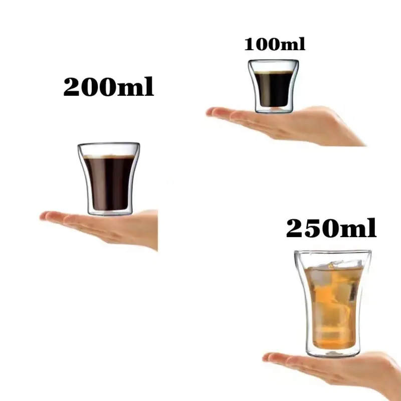 1/2/4Pcs Double Wall Glass Coffee Cup Heat Insulation Electric Torch Shape Cappuccino Breakfast Glass Cold Drinks Iced Beer Mug