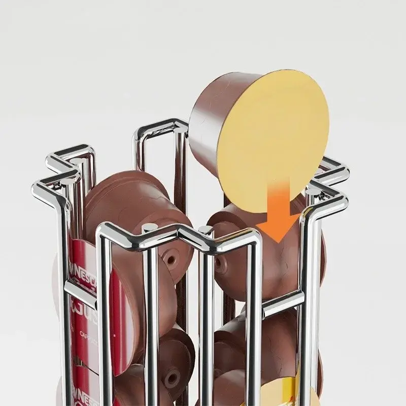 Coffee Capsule Display Rack Rotatable Storage Stand 24-Cup Storage Rack Anti-Slip Bottom for Dolce Gusto Capsules Coffee Tools